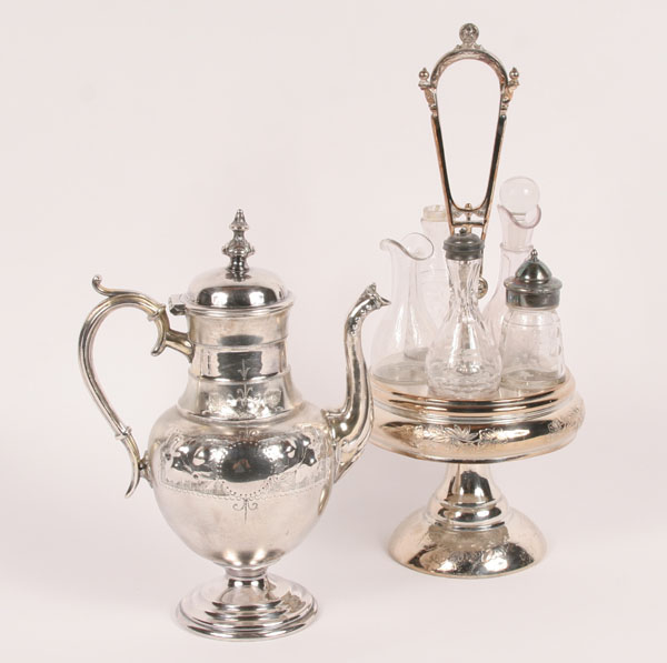 Silverplate castor set; Victorian