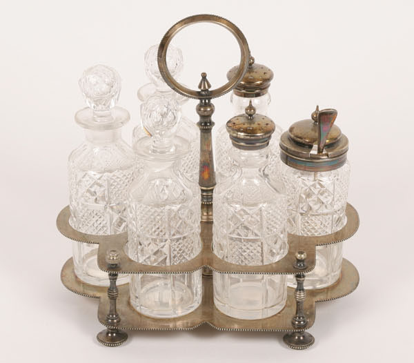 Silverplate condiment set with