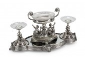 SILVERPLATE, CUT CRYSTAL TABLE