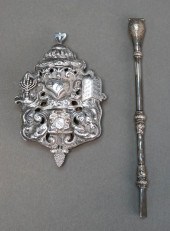 SILVERPLATE MEZUZAH AND ALPACA