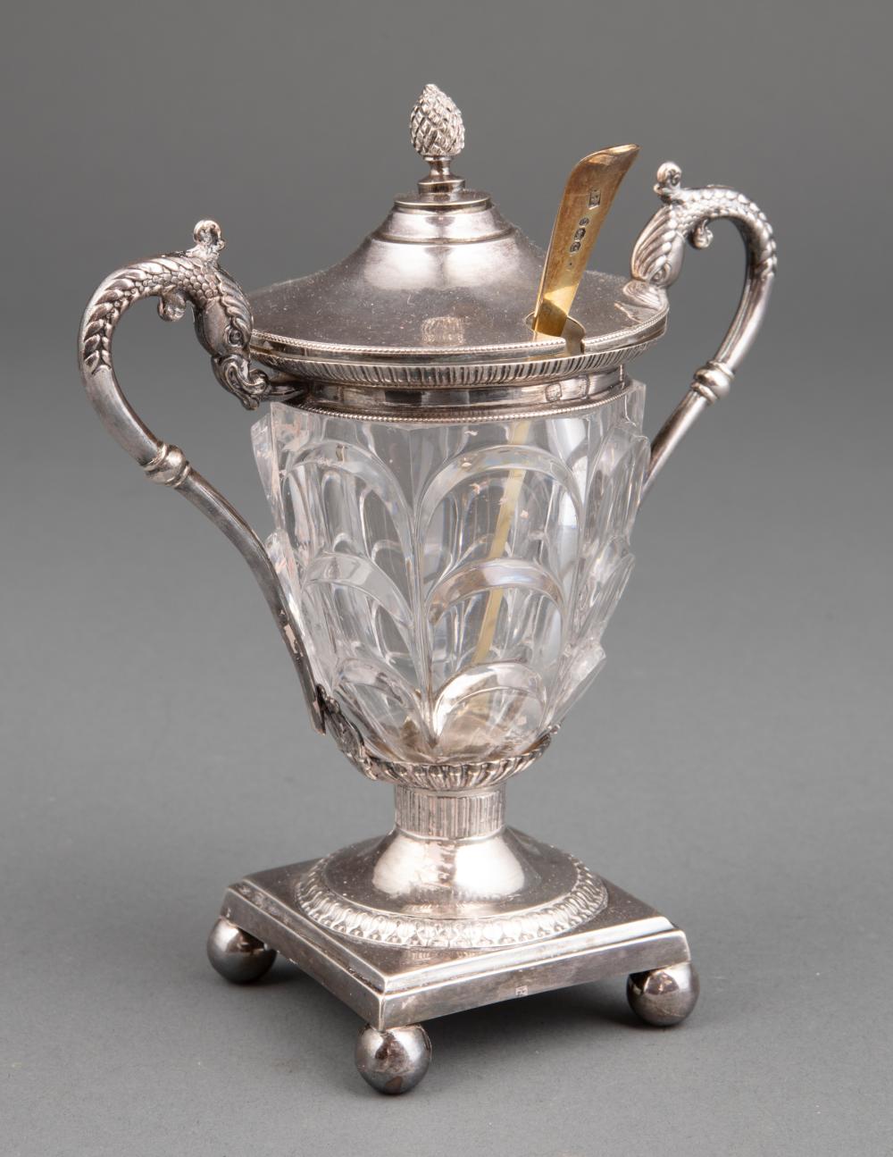 SILVERPLATE-MOUNTED MOLDED GLASS
