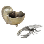 SILVERPLATE NAUTILUS VASE & LO