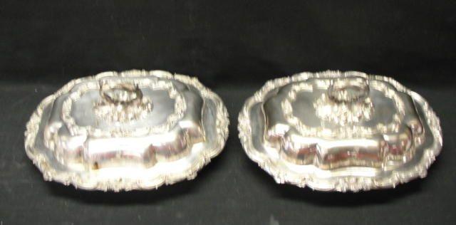 Silverplate. Pair of Lidded