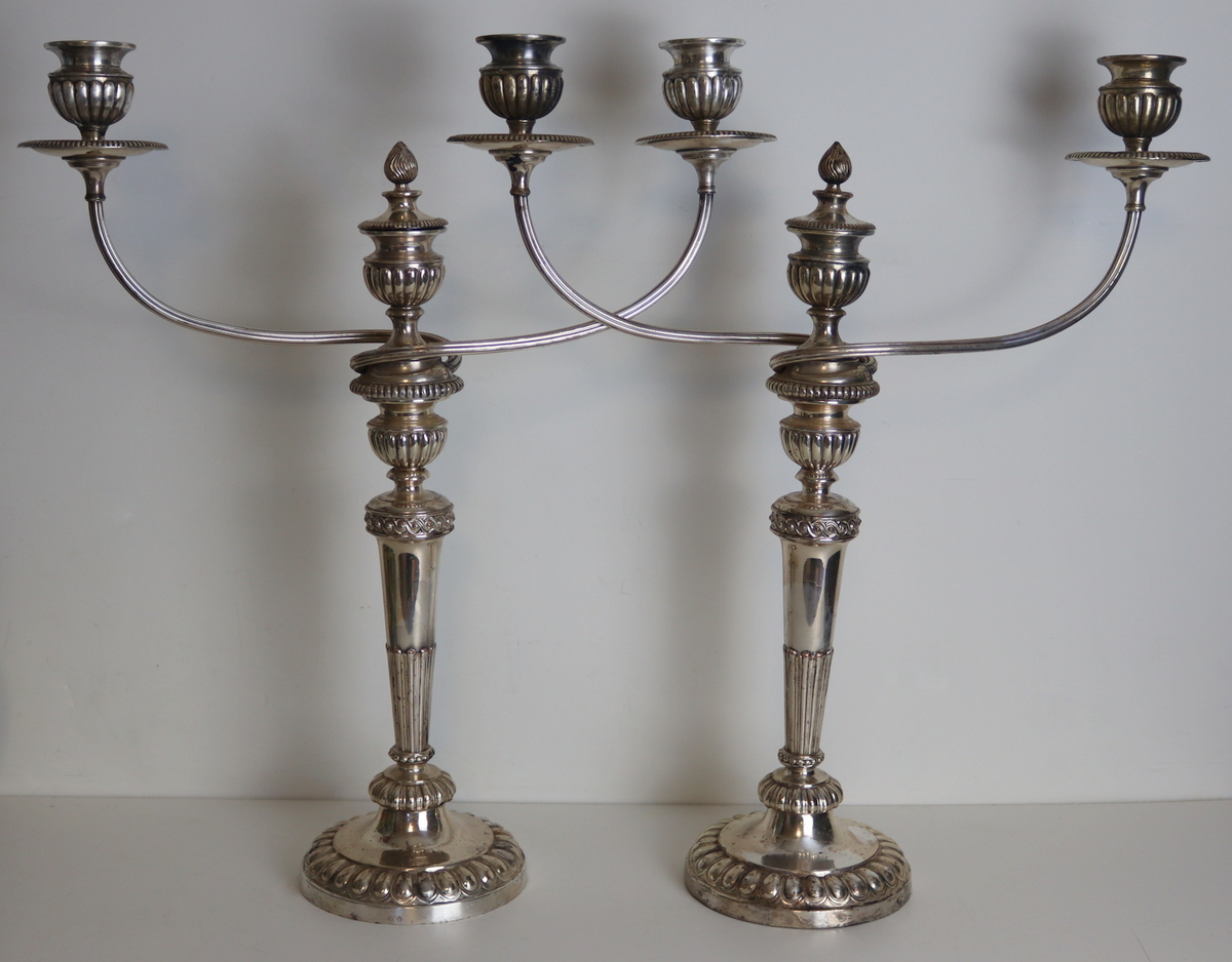 SILVERPLATE. PAIR OF OLD