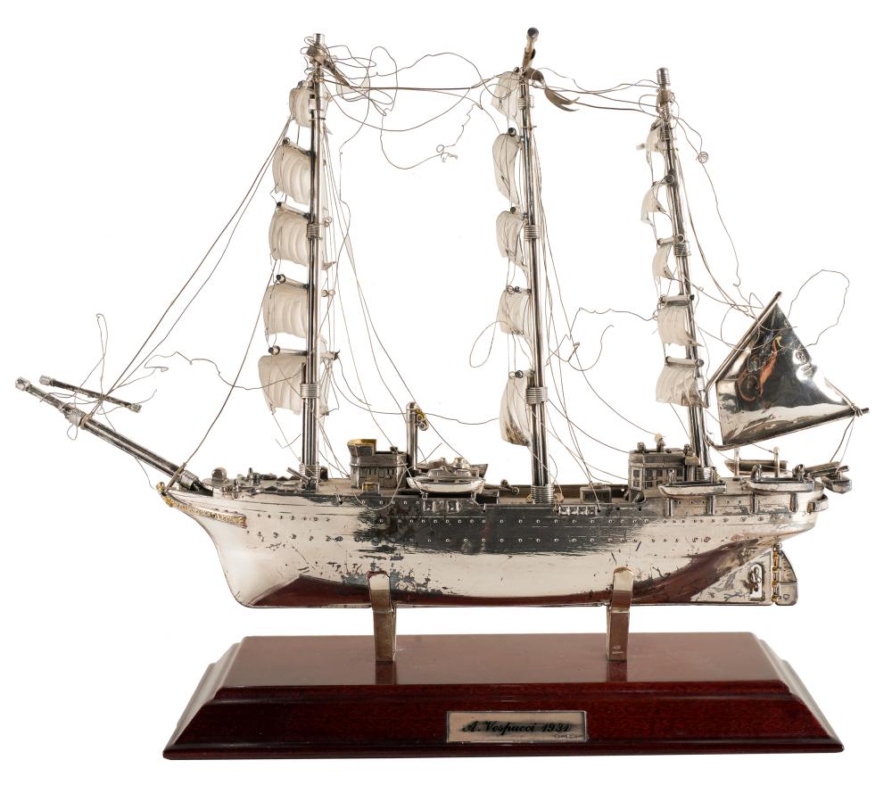 SILVERPLATE SHIP MODELinscribed