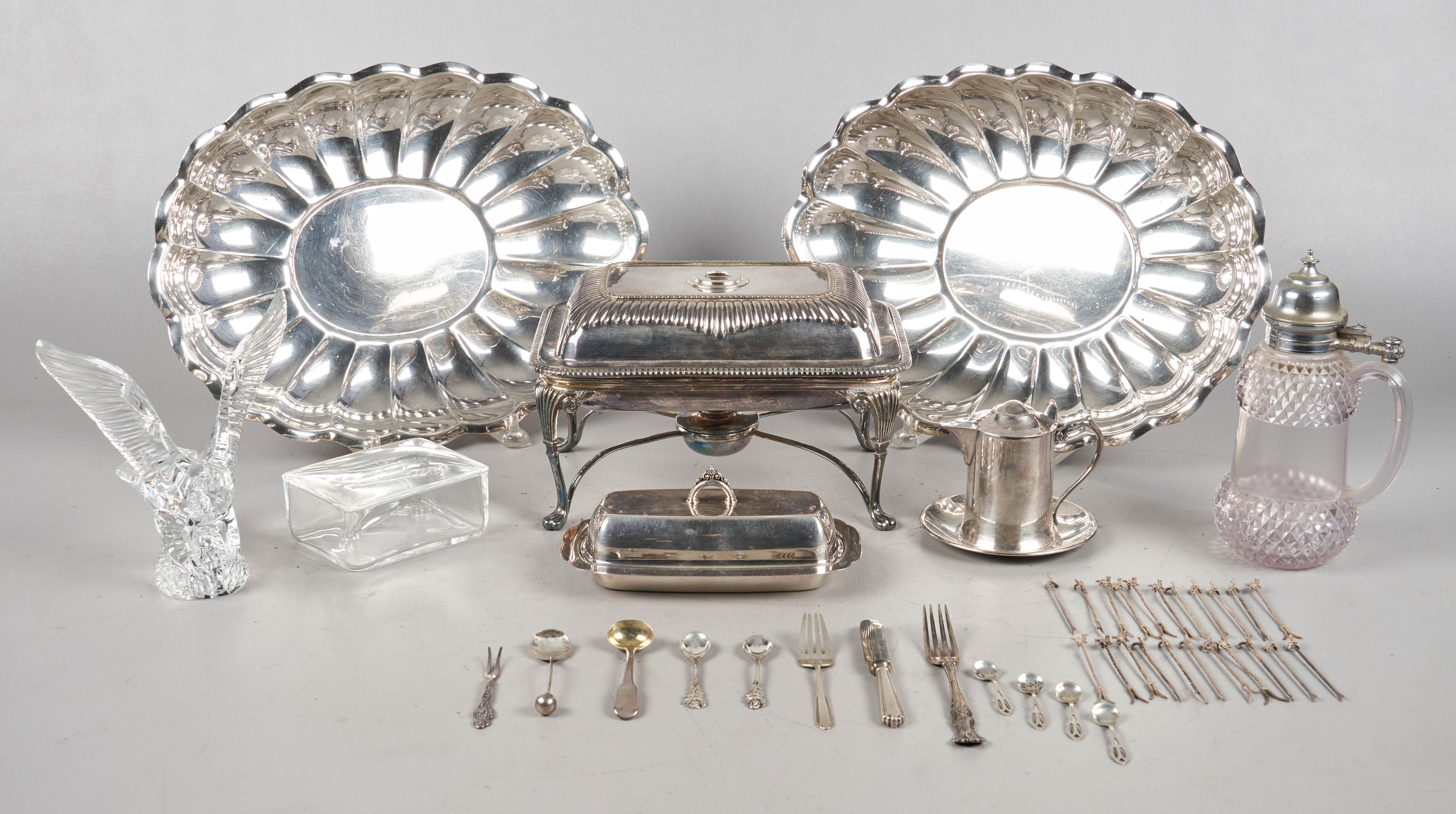 Silverplate, sterling and glass