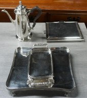 SILVERPLATE TEAPOT, FOOTED TRA