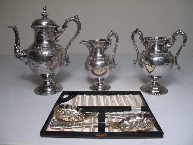 Silverplate three piece coffee