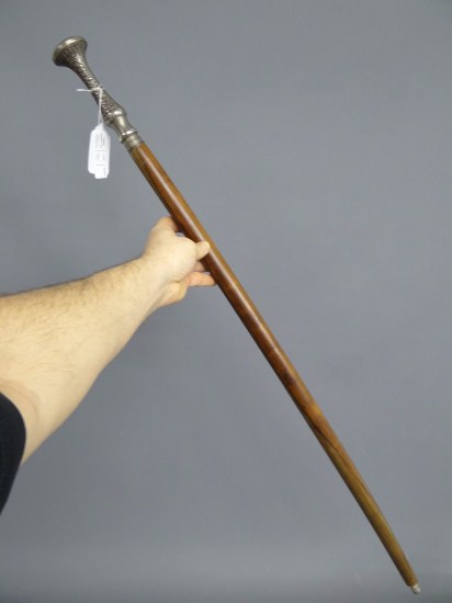Silverplate tipped cane. 39''