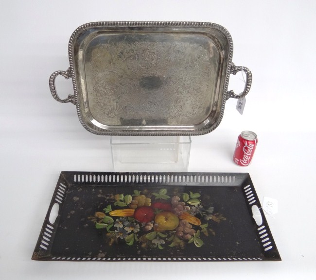 Silverplate tray along with painted