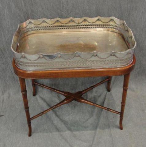 Silverplate Tray on Stand. From a