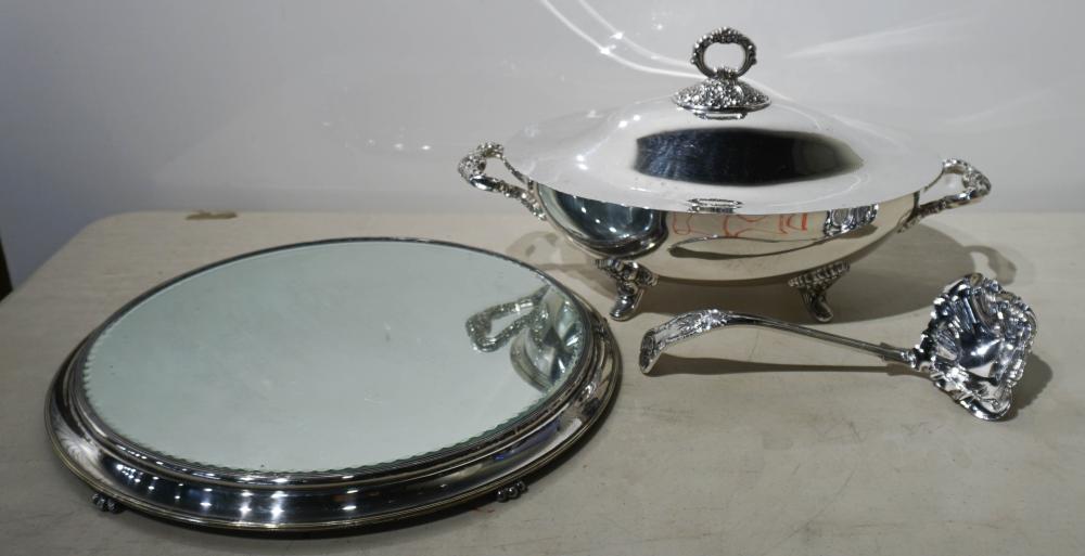SILVERPLATE TUREEN WITH LADLE AND