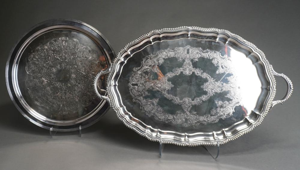 SILVERPLATE TWO HANDLE TRAY AND A