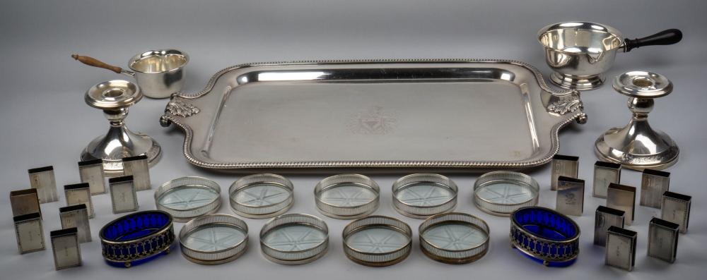 SILVERPLATED ARMORIAL TRAY WITH