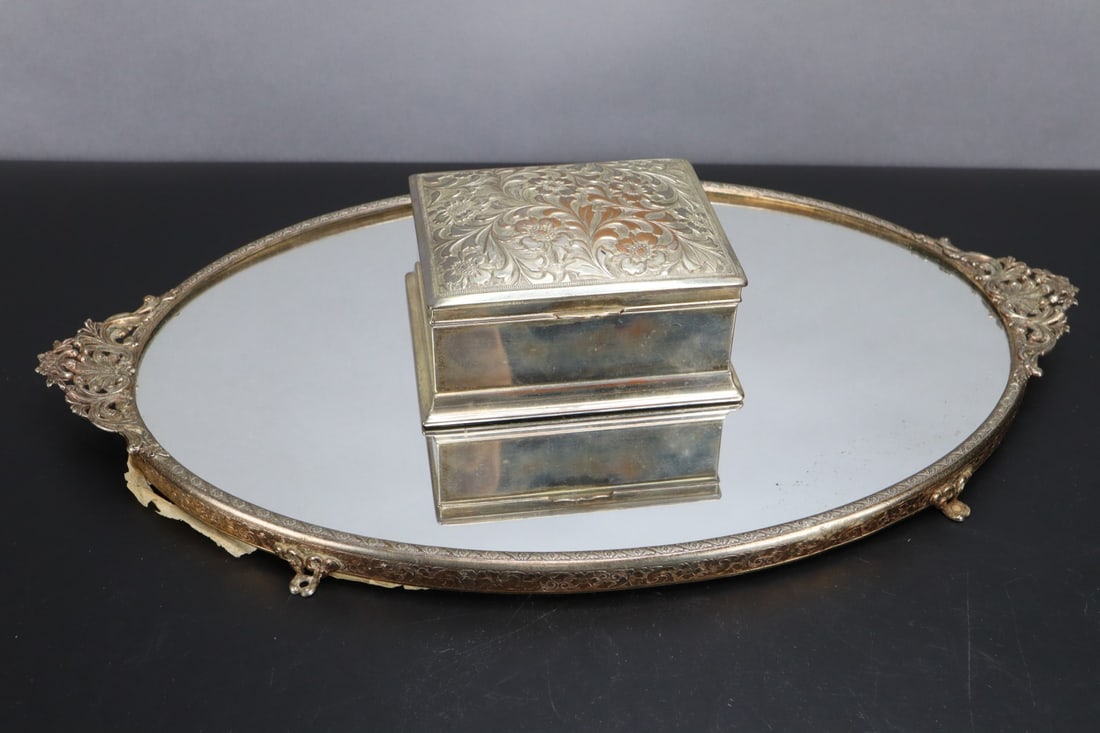 SILVERPLATED BRASS MIRRORED DRESSER