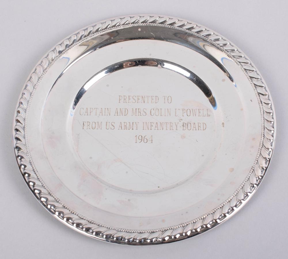 SILVERPLATED DISH PRESENTED TO