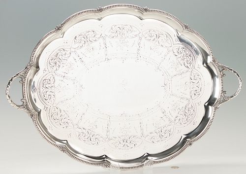 SILVERPLATED OVAL TEA TRAY WITH