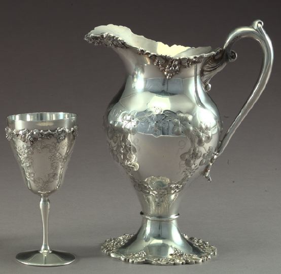 Silverplated Pitcher and Goblet, 