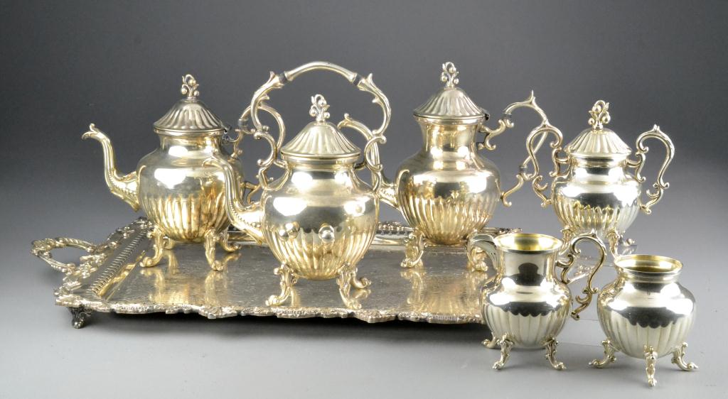 Silverplated Teaset & TrayBulbous