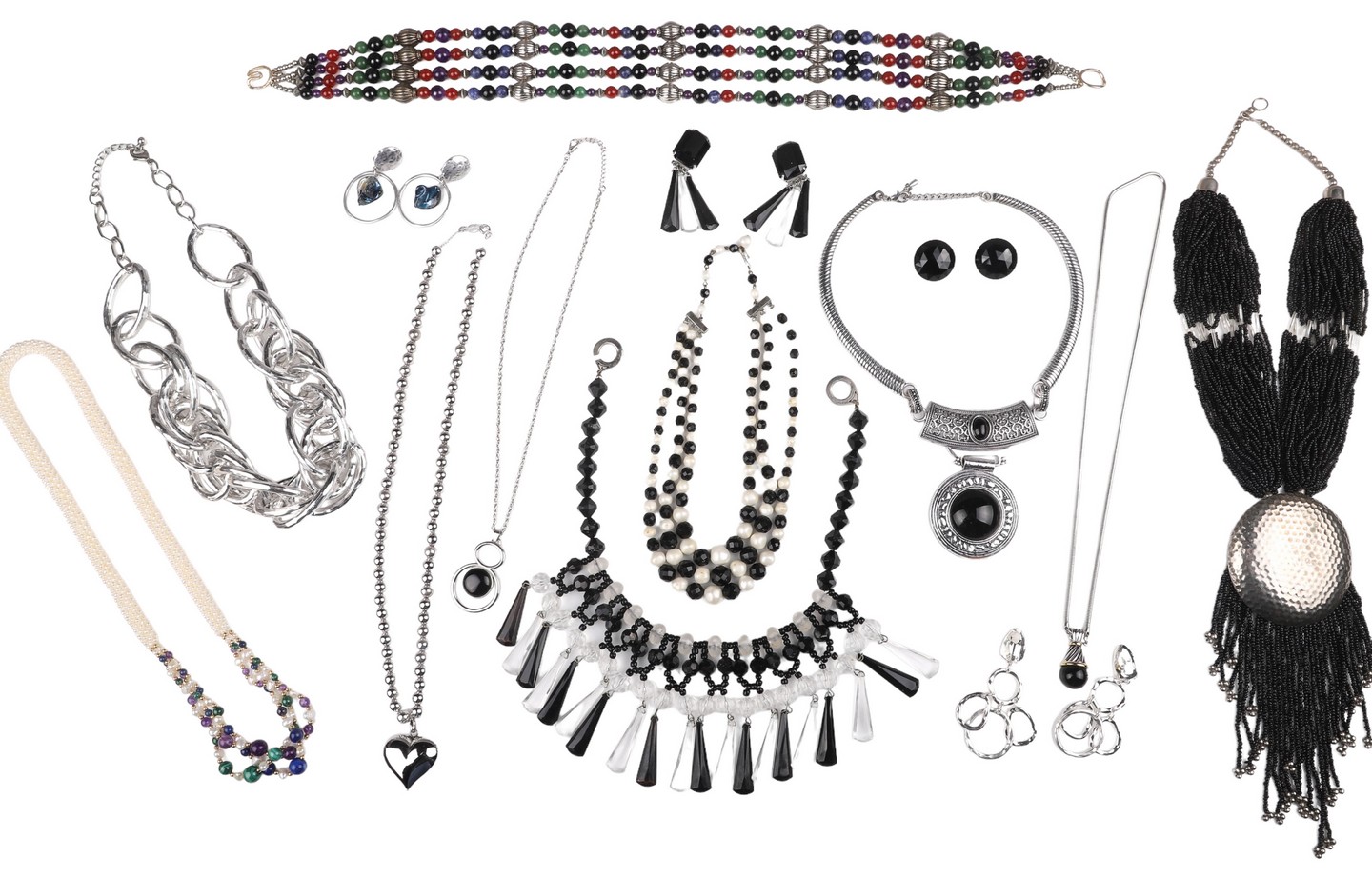 Silvertone costume jewelry to