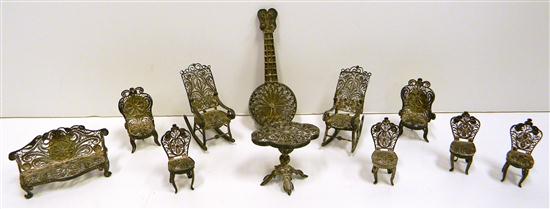 Silvertone filigree miniature
