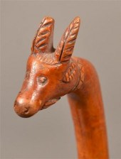 SIMMONS CANE WITH CARVED BILLY