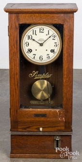 SIMPLEX OAK TIME RECORDER CLOC