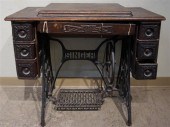 SINGER OAK BLACK PAINTED WROUG