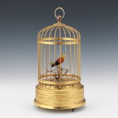 SINGING BIRD AUTOMATON IN CAGE