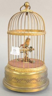SINGING BIRD IN BRASS CAGE, IN