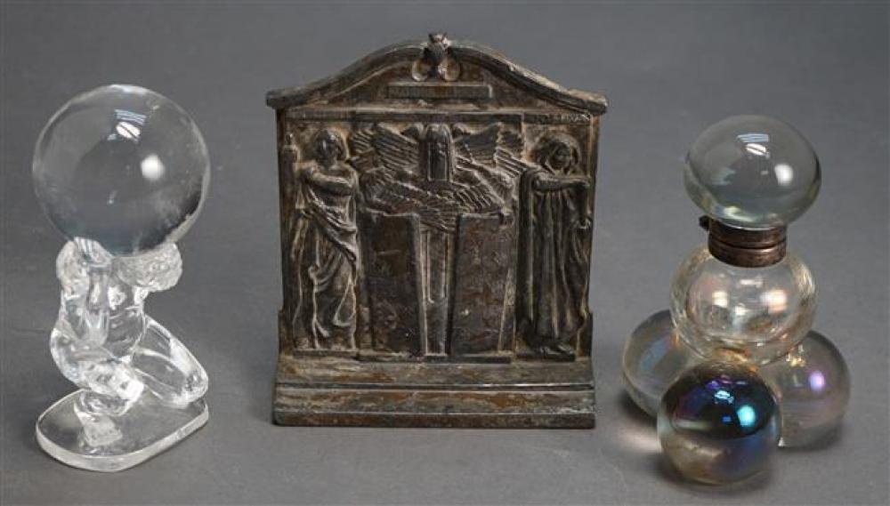 SINGLE BOOKEND, GLASS INKWELL,
