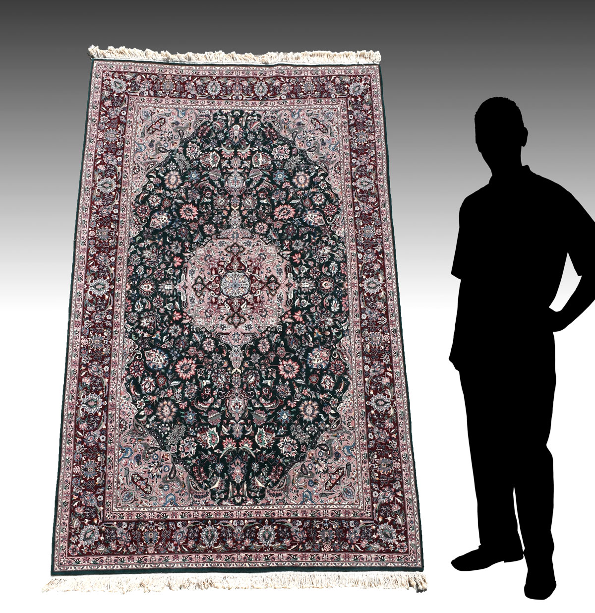 SINO-PERSIAN HAND KNOTTED WOOL RUG,