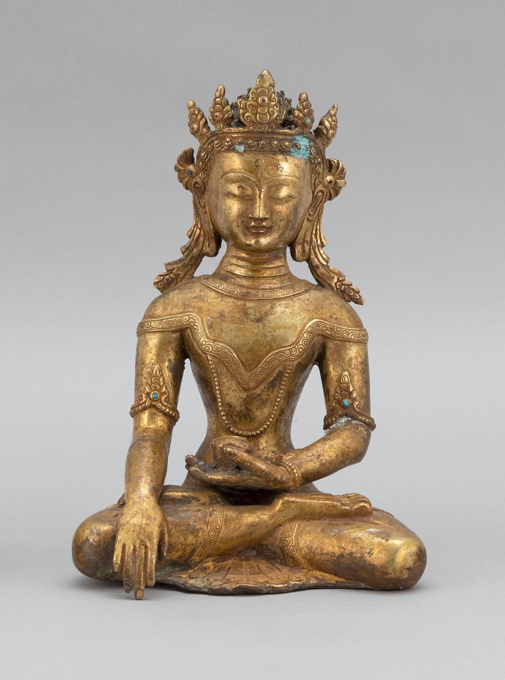 SINO-TIBETAN BRONZE BUDDHA LATE