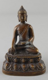 SINO-TIBETAN BRONZE BUDDHA ON