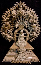 SINO-TIBETAN BRONZE BUDDHA WIT