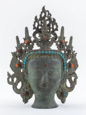 SINO-TIBETAN BRONZE HEAD OF TA