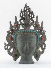 SINO-TIBETAN BRONZE HEAD OF TA