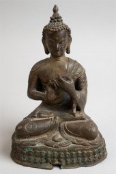SINO-TIBETAN BRONZE SEATED BUD