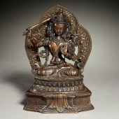 SINO-TIBETAN BRONZE SEATED MAN