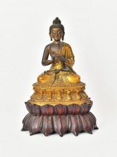 SINO-TIBETAN GILT AND PATINATE