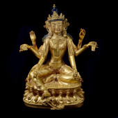 SINO-TIBETAN GILT-BRONZE BODHI