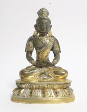 SINO-TIBETAN GILT BRONZE BUDDH