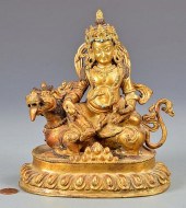 SINO-TIBETAN GILT BRONZE DEITY