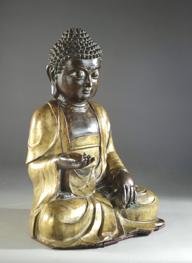 SINO-TIBETAN GILT BRONZE FIGURE