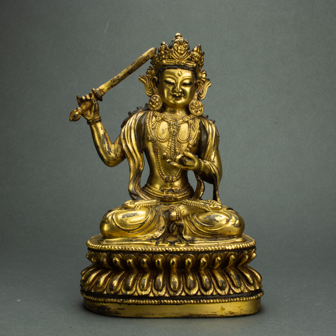 SINO-TIBETAN GILT BRONZE FIGURE