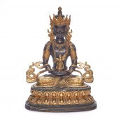 SINO-TIBETAN GILT BRONZE FIGUR