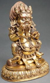 SINO-TIBETAN GILT BRONZE FIGUR