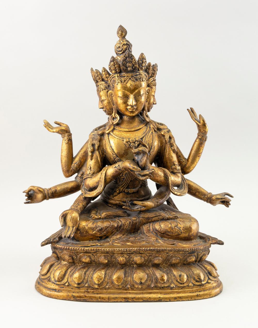 SINO-TIBETAN GILT BRONZE FIGURE