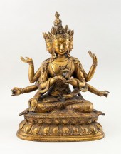 SINO-TIBETAN GILT BRONZE FIGUR