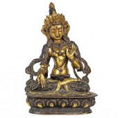 SINO-TIBETAN GILT BRONZE FIGUR